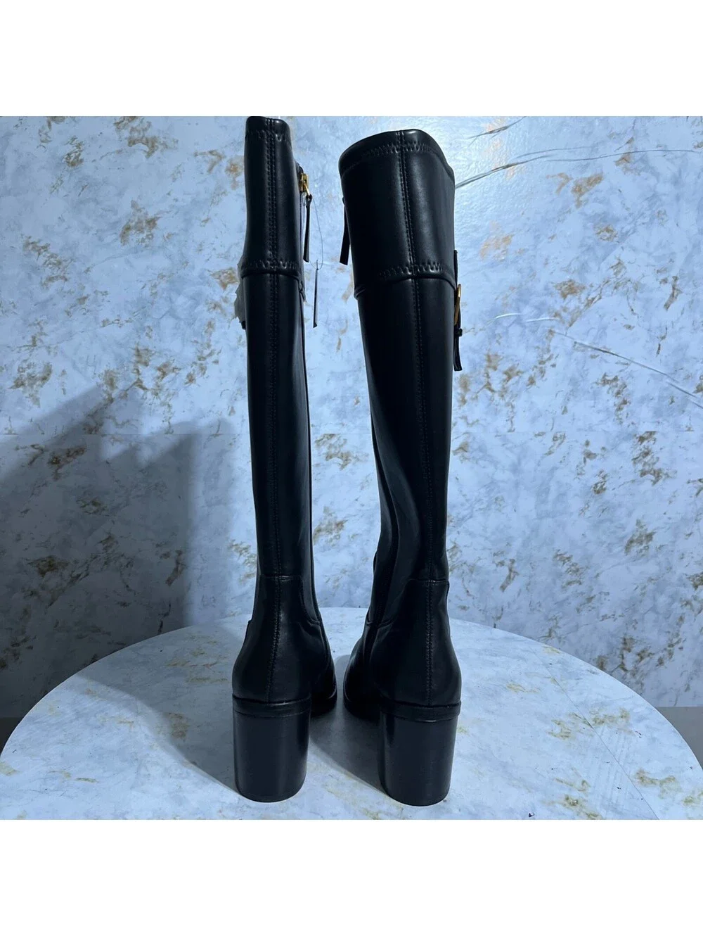 Franco Sarto Women's Size 7M Shoes Black Vegan Knee High Tall Wide Calf Boots